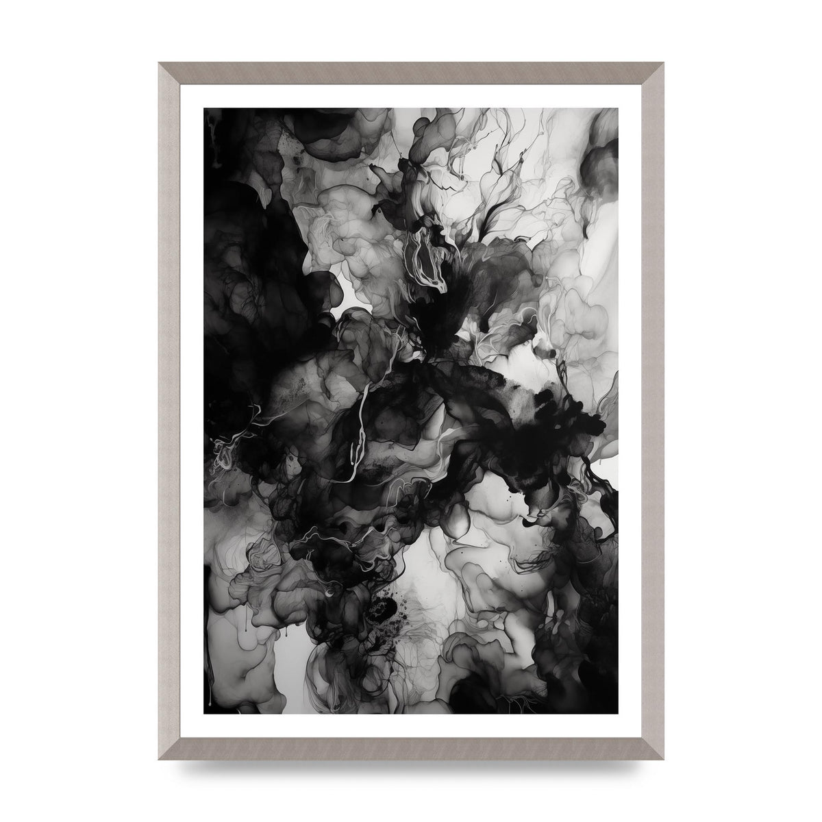 Fluid Shapes in Black and White Ink