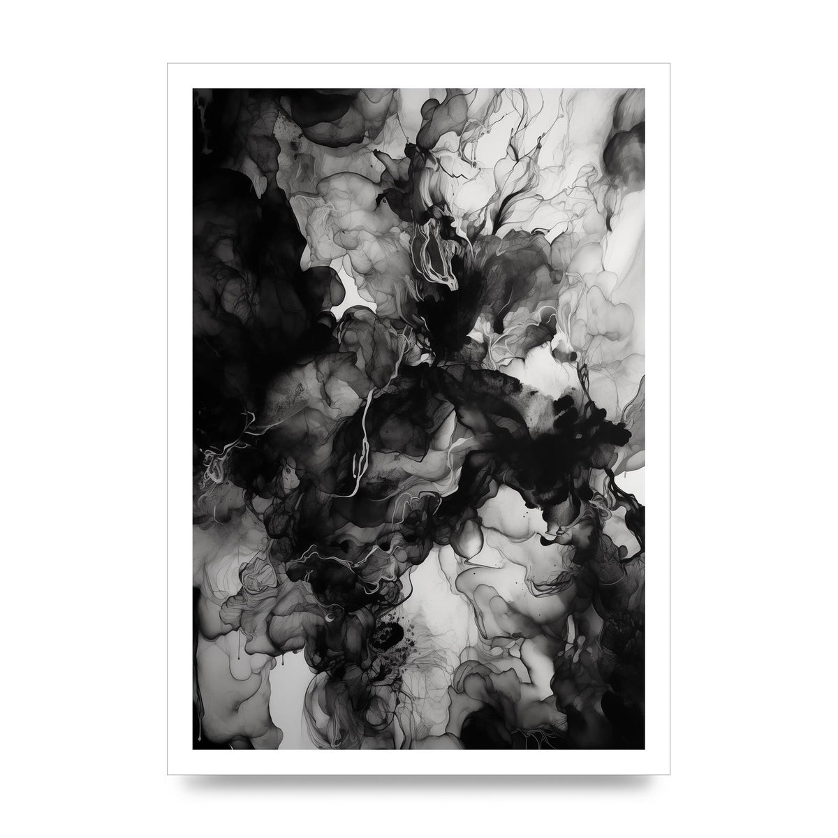 Fluid Shapes in Black and White Ink