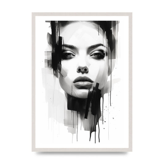 Monochromatic Portrait with Simplified Lines