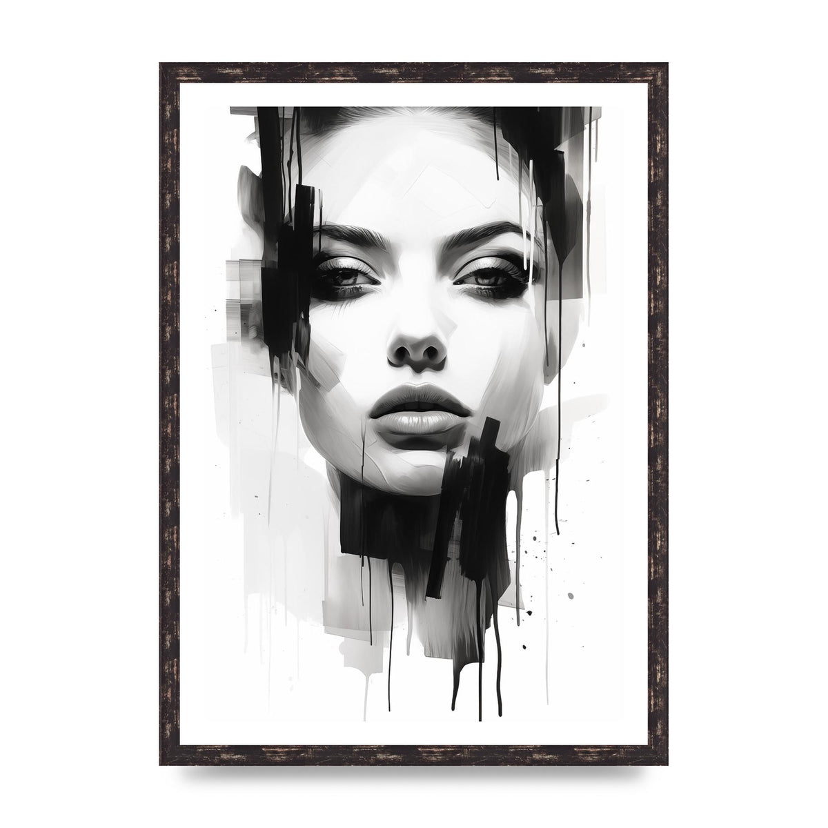 Monochromatic Portrait with Simplified Lines