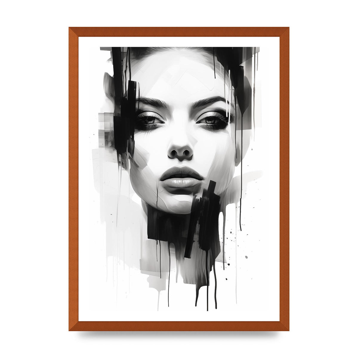Monochromatic Portrait with Simplified Lines