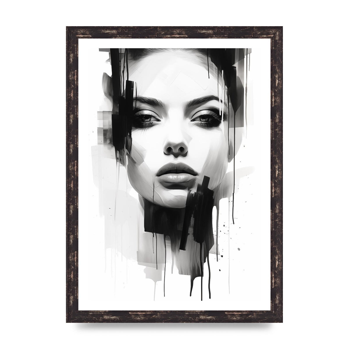 Monochromatic Portrait with Simplified Lines