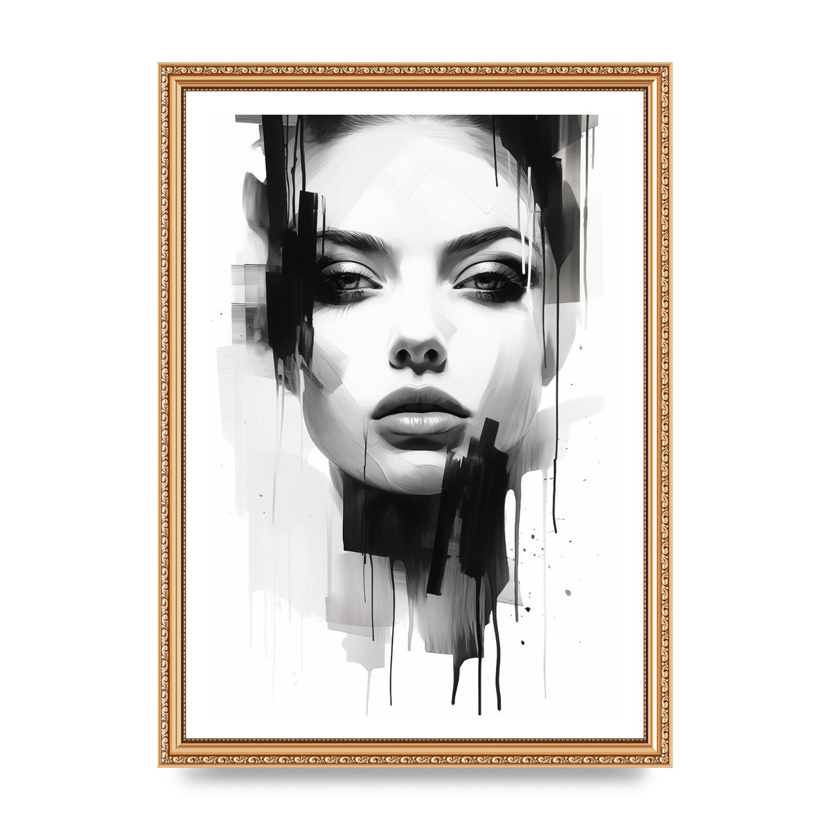 Monochromatic Portrait with Simplified Lines