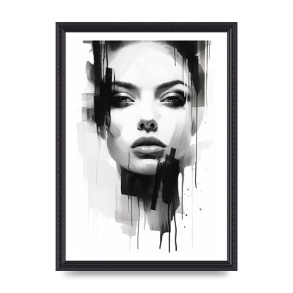 Monochromatic Portrait with Simplified Lines