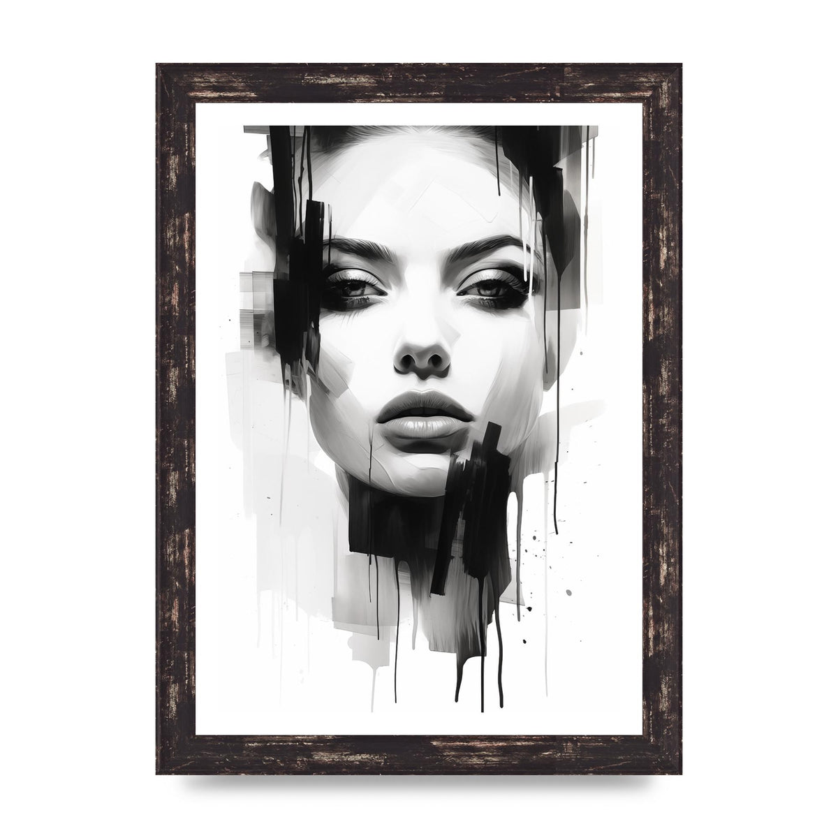 Monochromatic Portrait with Simplified Lines