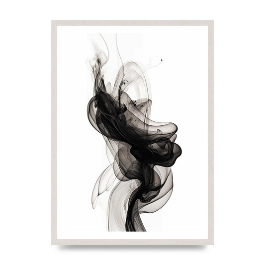 Serene Minimalist Black and White Art, print in an A2 white saw cut grain frame