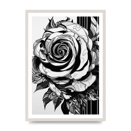 Monet-Inspired Solitary Rose in Black and White