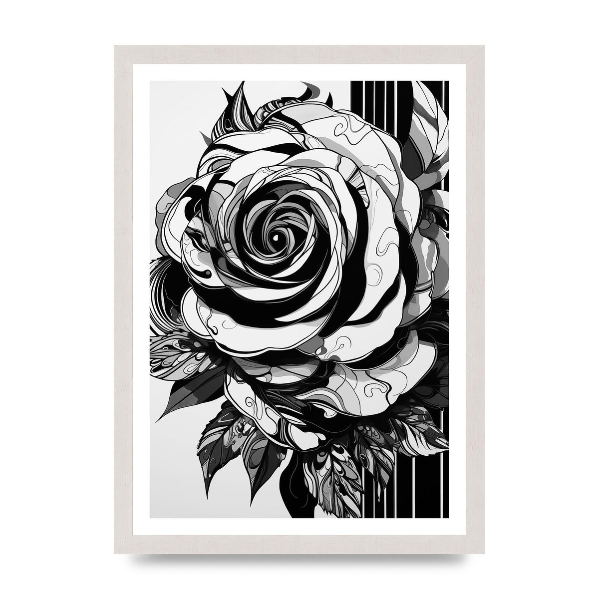 Monet-Inspired Solitary Rose in Black and White