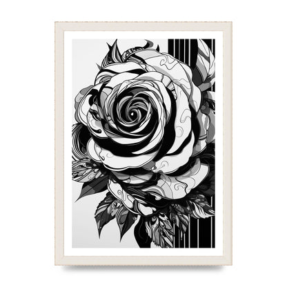 Monet-Inspired Solitary Rose in Black and White