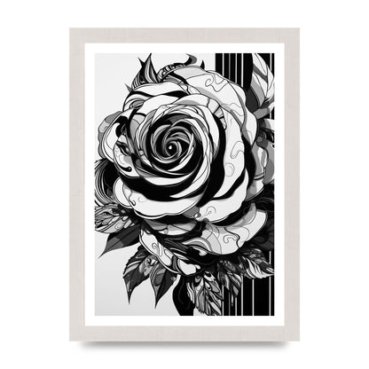 Monet-Inspired Solitary Rose in Black and White