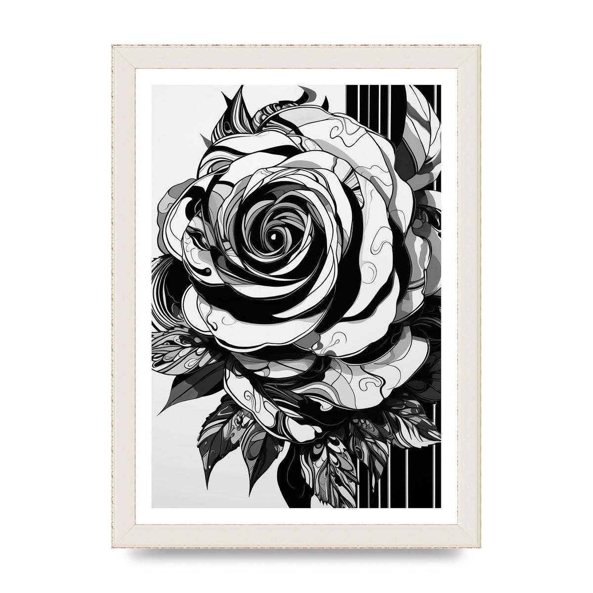 Monet-Inspired Solitary Rose in Black and White