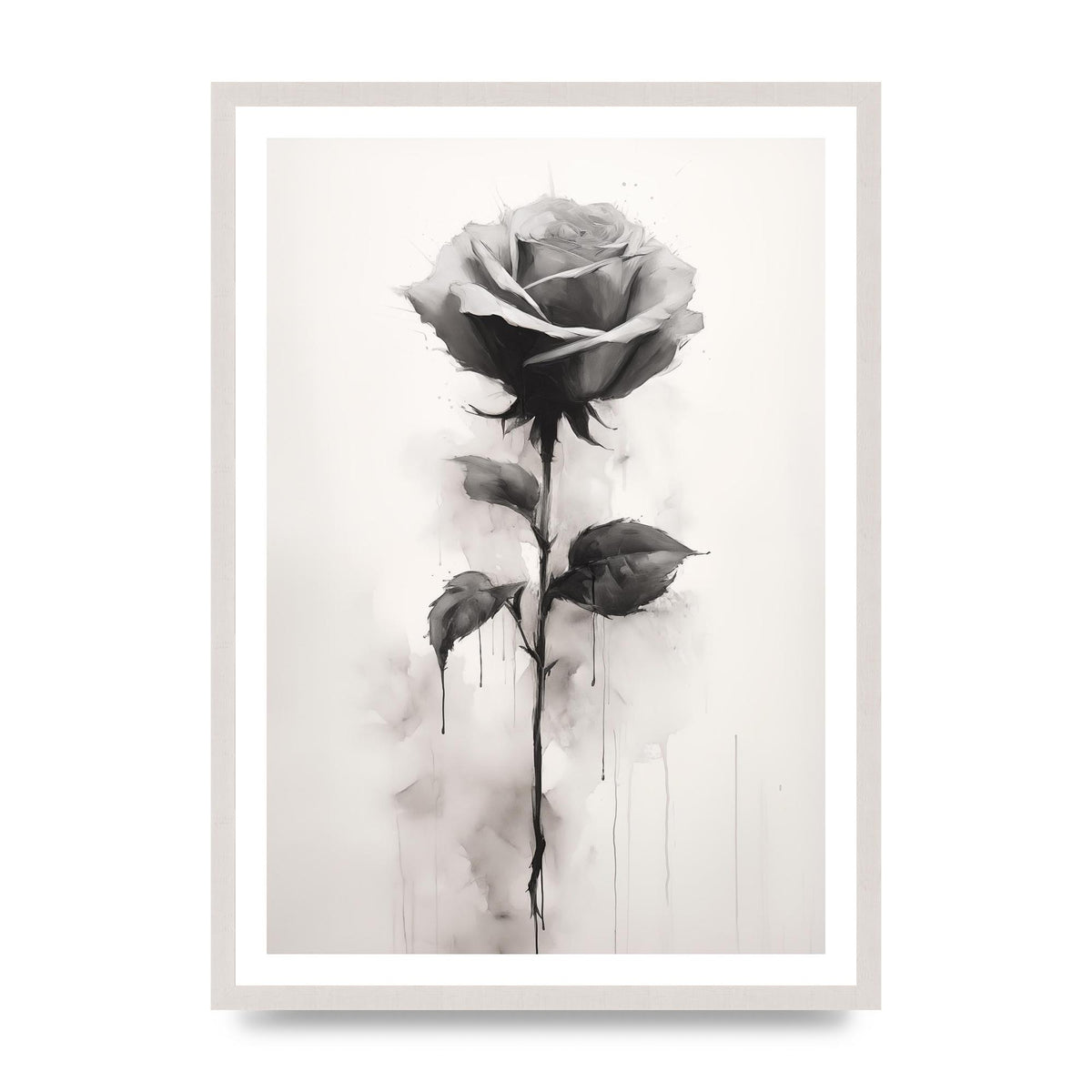 Textured Black and White Rose Impression