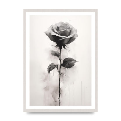 Textured Black and White Rose Impression