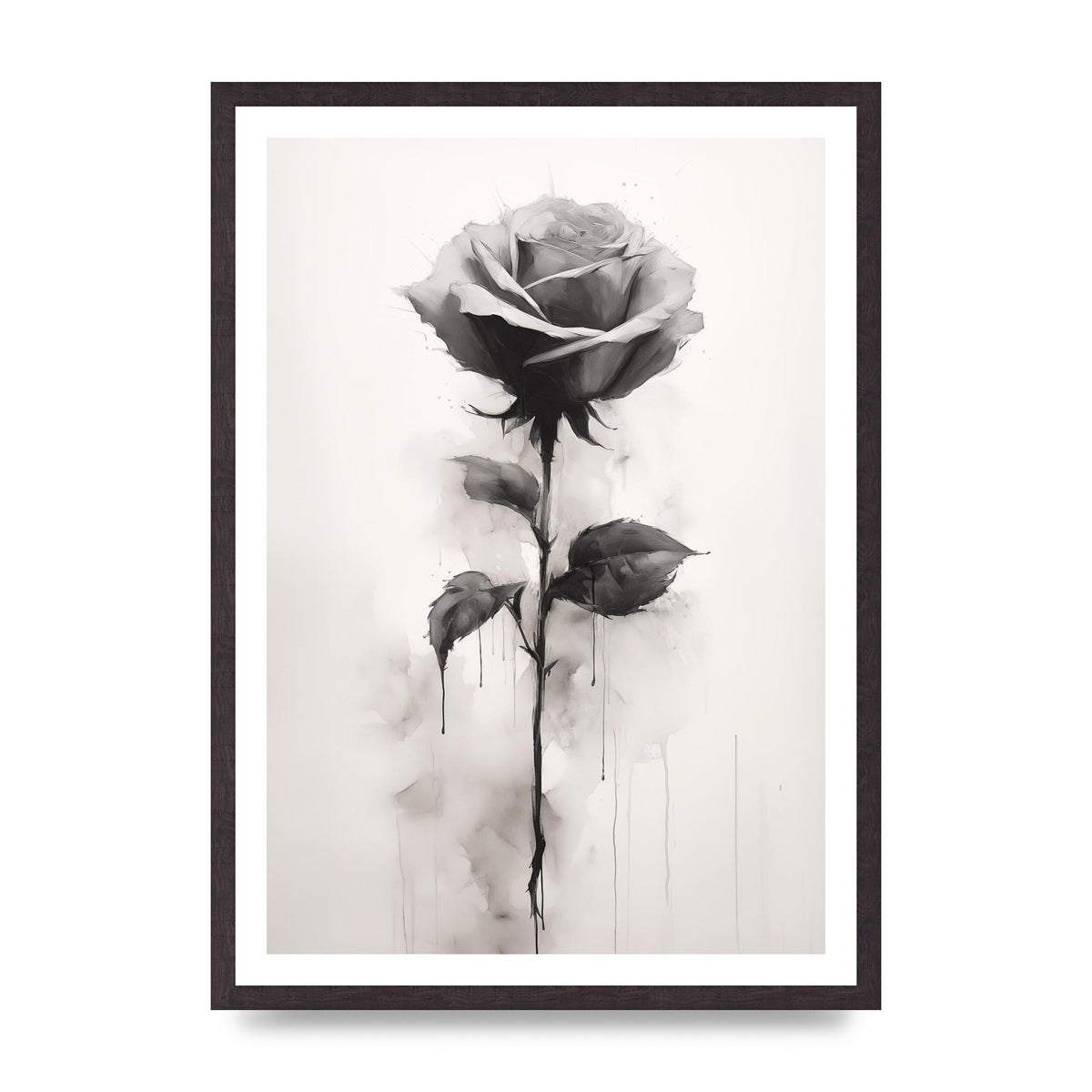 Textured Black and White Rose Impression