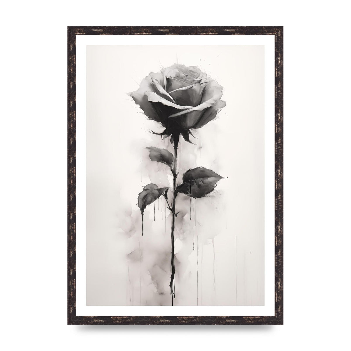 Textured Black and White Rose Impression