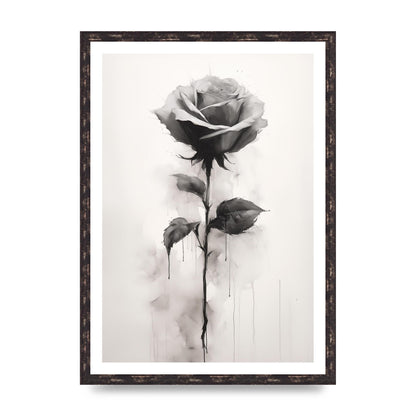 Textured Black and White Rose Impression