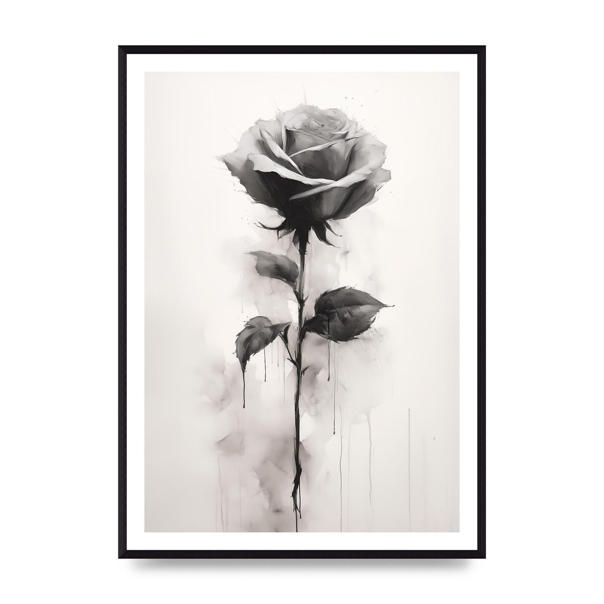 Textured Black and White Rose Impression