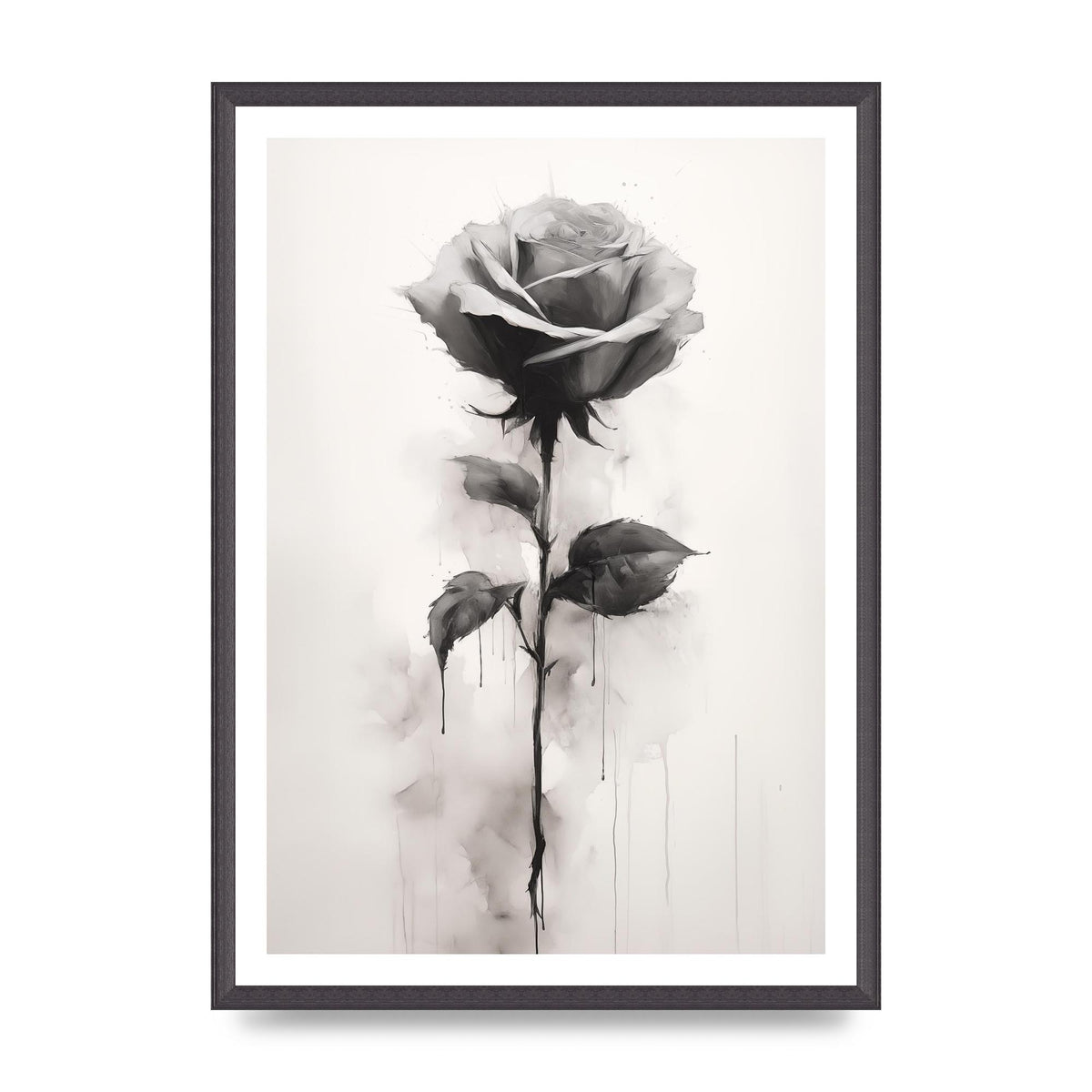 Textured Black and White Rose Impression
