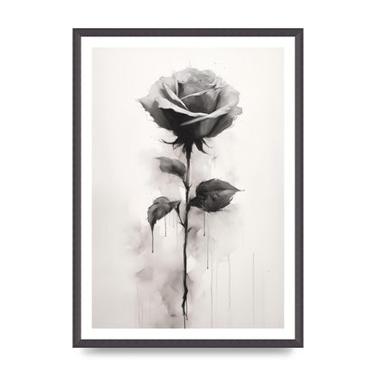 Textured Black and White Rose Impression