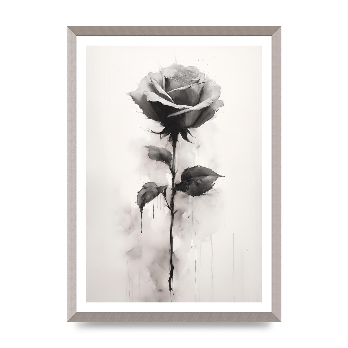 Textured Black and White Rose Impression