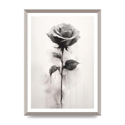 Textured Black and White Rose Impression