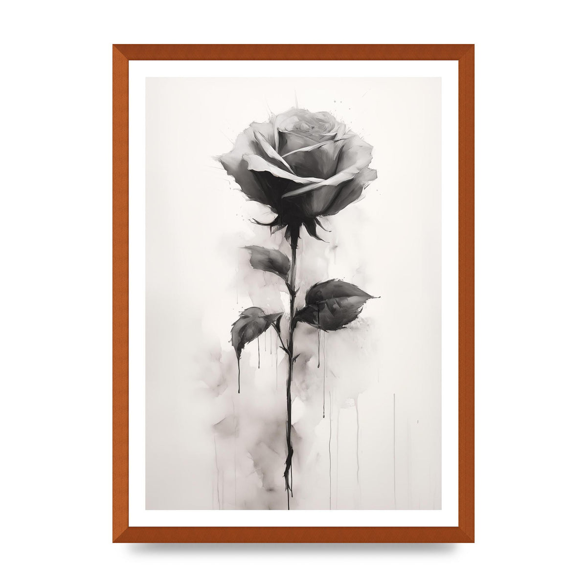 Textured Black and White Rose Impression