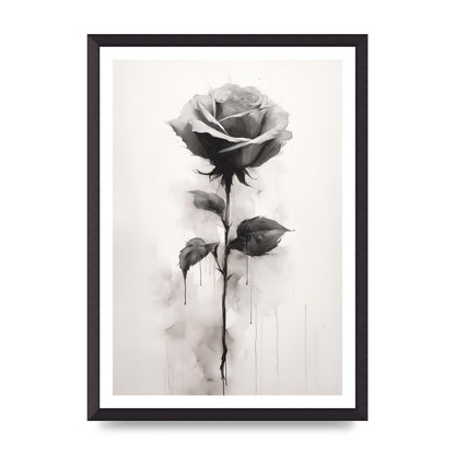 Textured Black and White Rose Impression