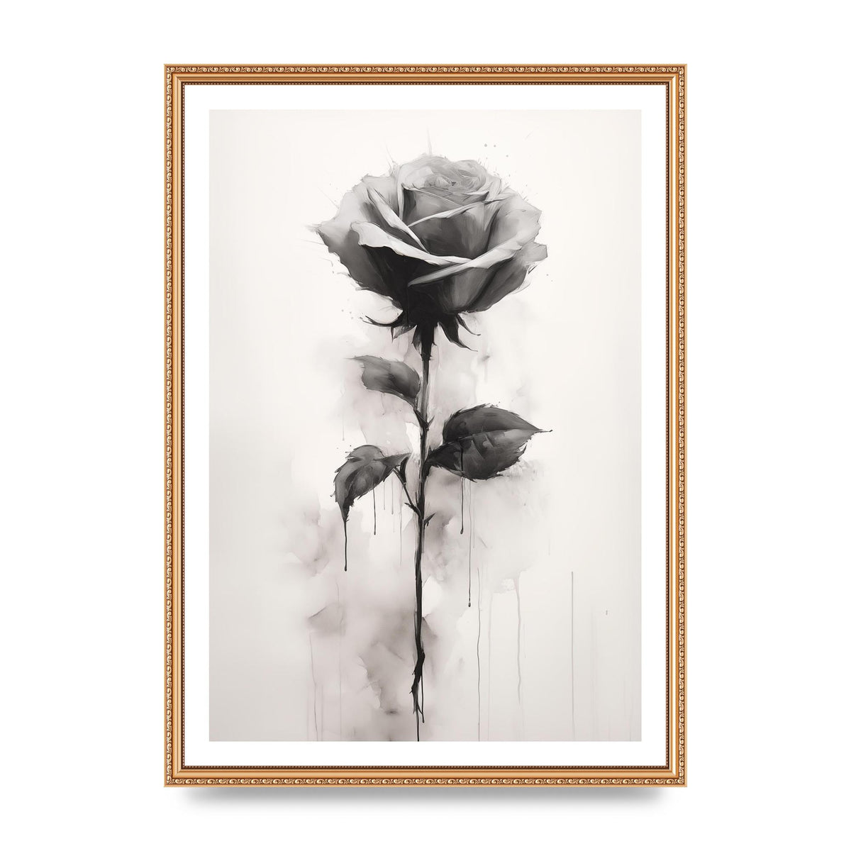 Textured Black and White Rose Impression