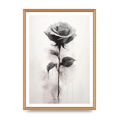 Textured Black and White Rose Impression