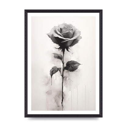 Textured Black and White Rose Impression