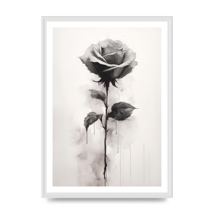 Textured Black and White Rose Impression