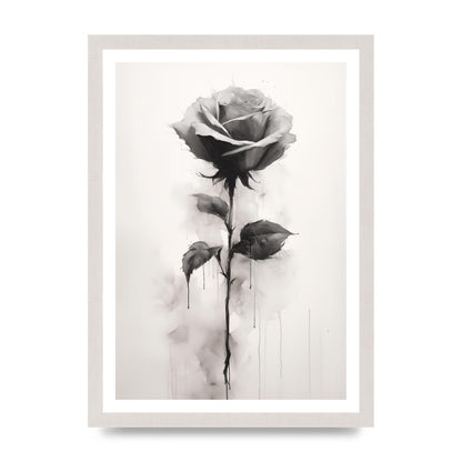 Textured Black and White Rose Impression