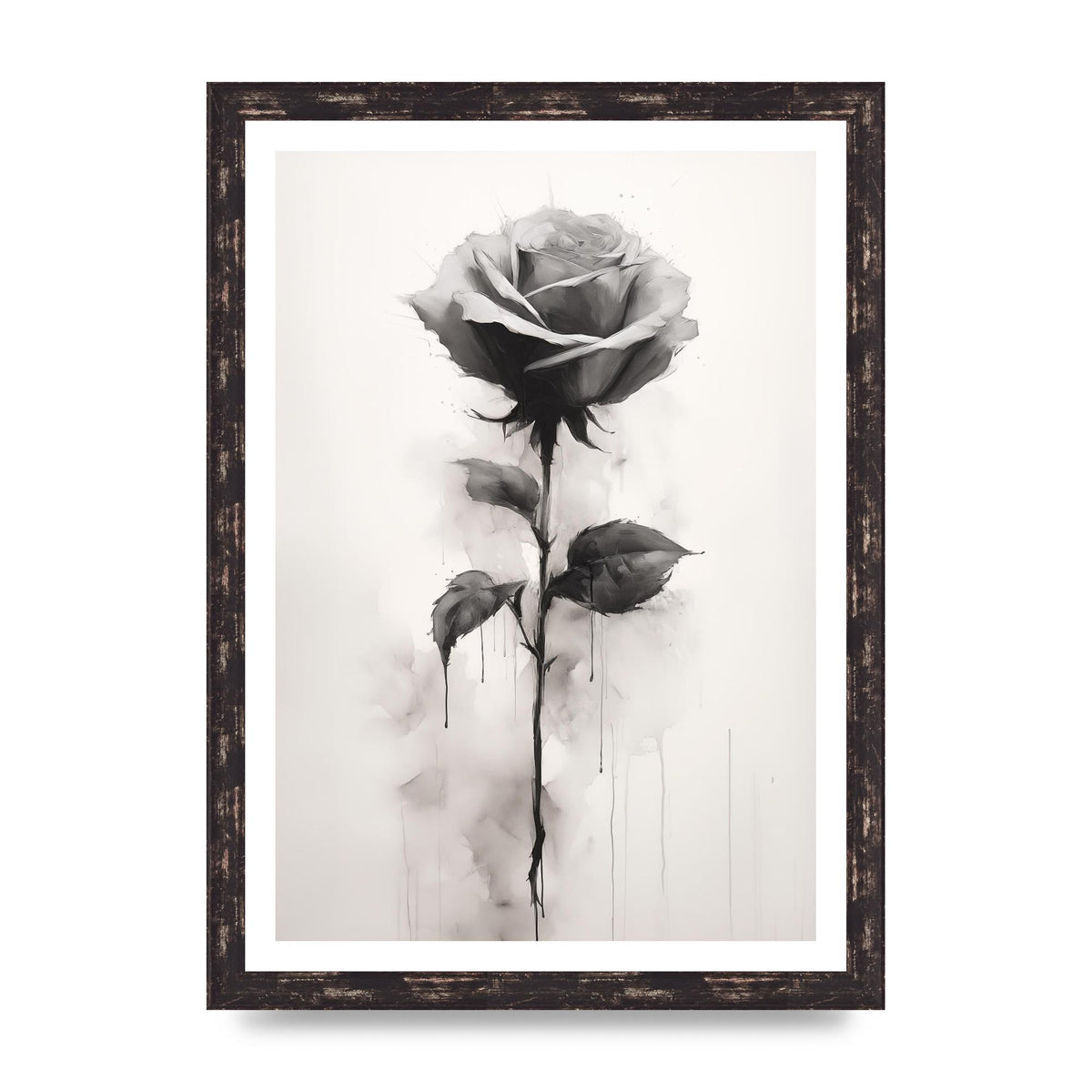 Textured Black and White Rose Impression