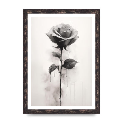 Textured Black and White Rose Impression