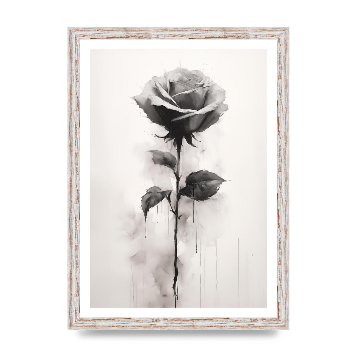 Textured Black and White Rose Impression