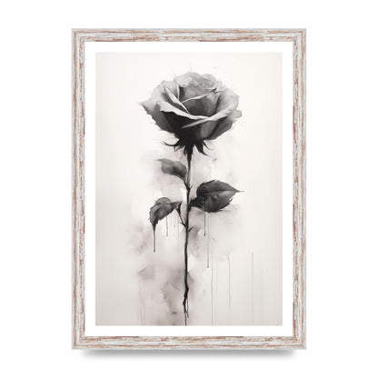 Textured Black and White Rose Impression