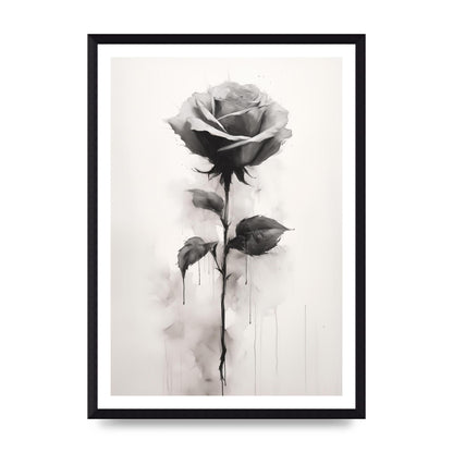 Textured Black and White Rose Impression