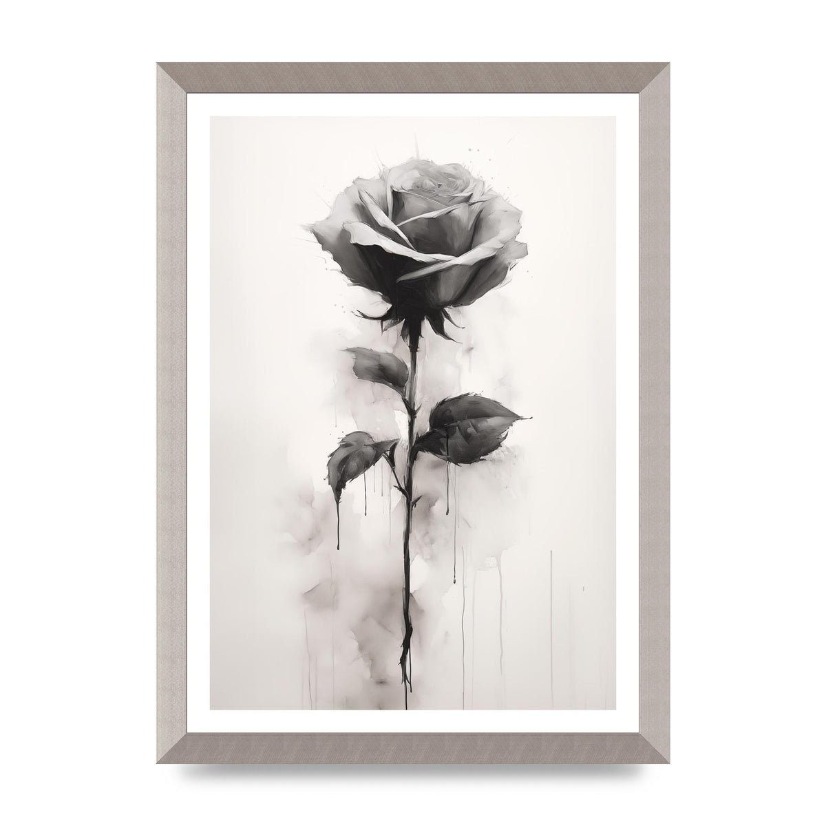 Textured Black and White Rose Impression