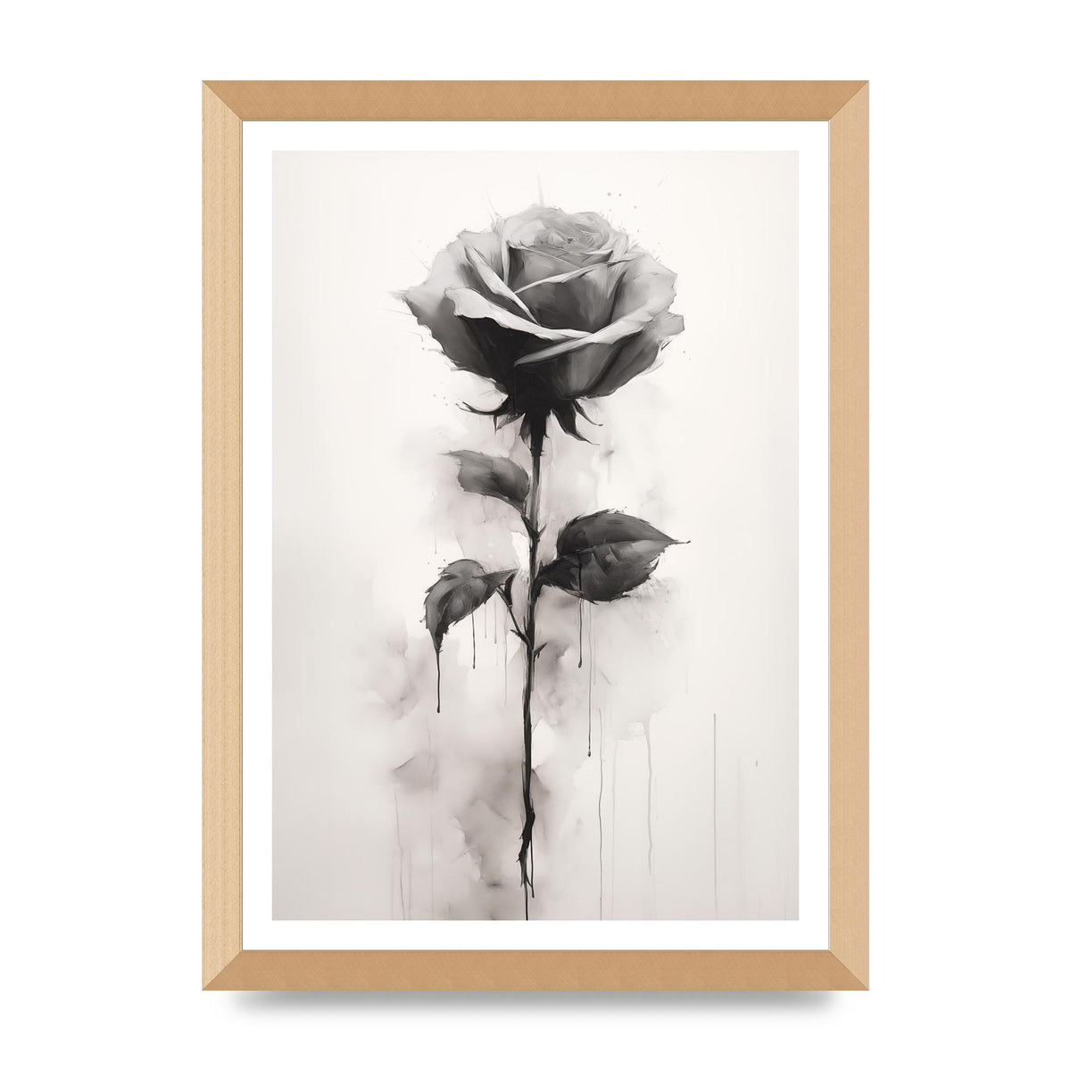 Textured Black and White Rose Impression