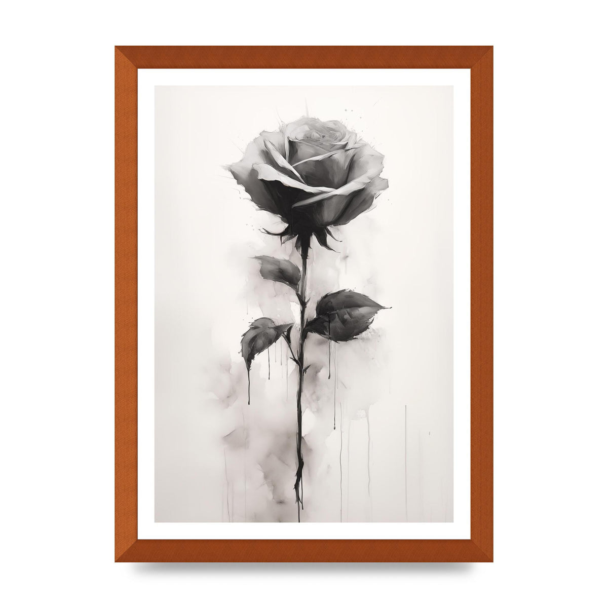 Textured Black and White Rose Impression