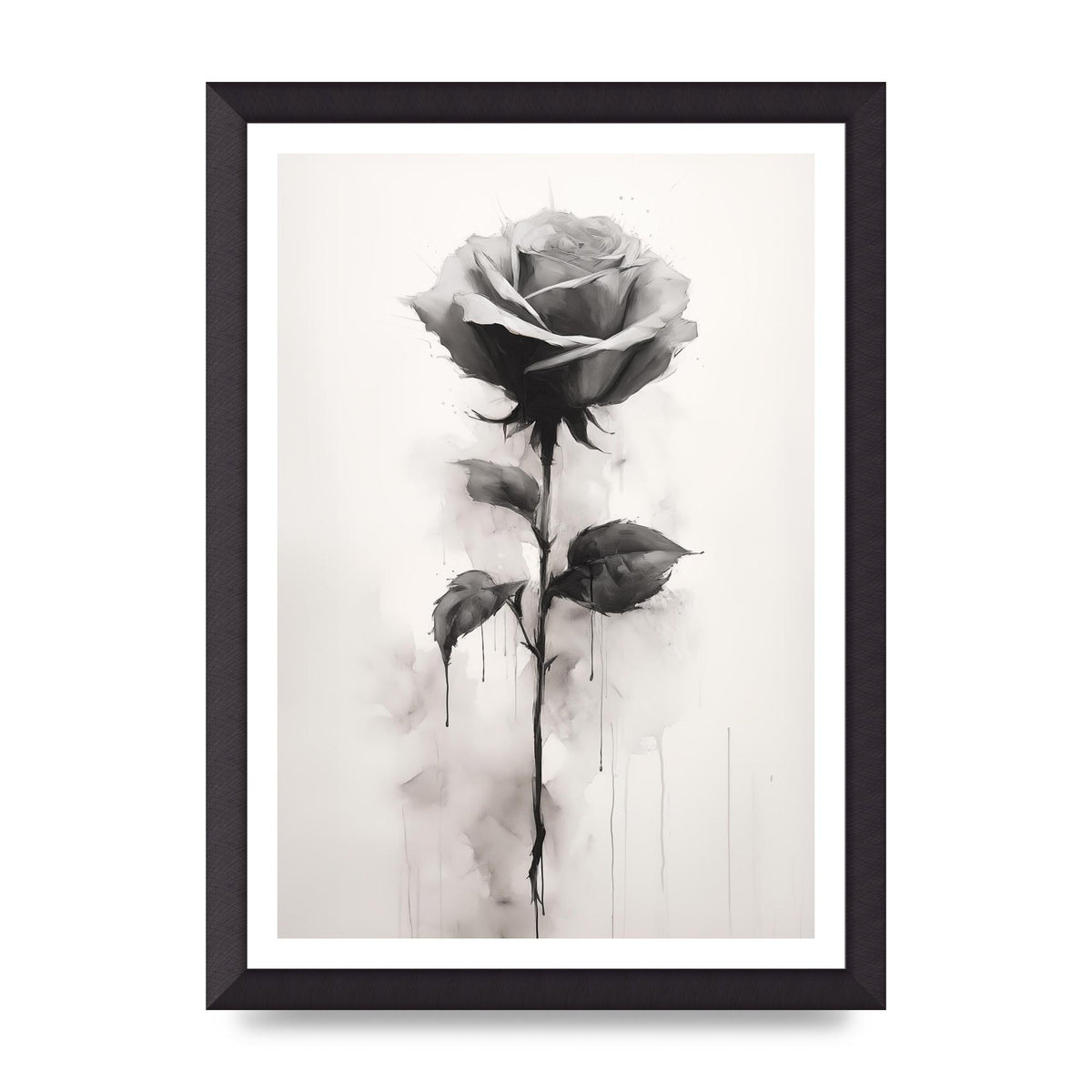 Textured Black and White Rose Impression