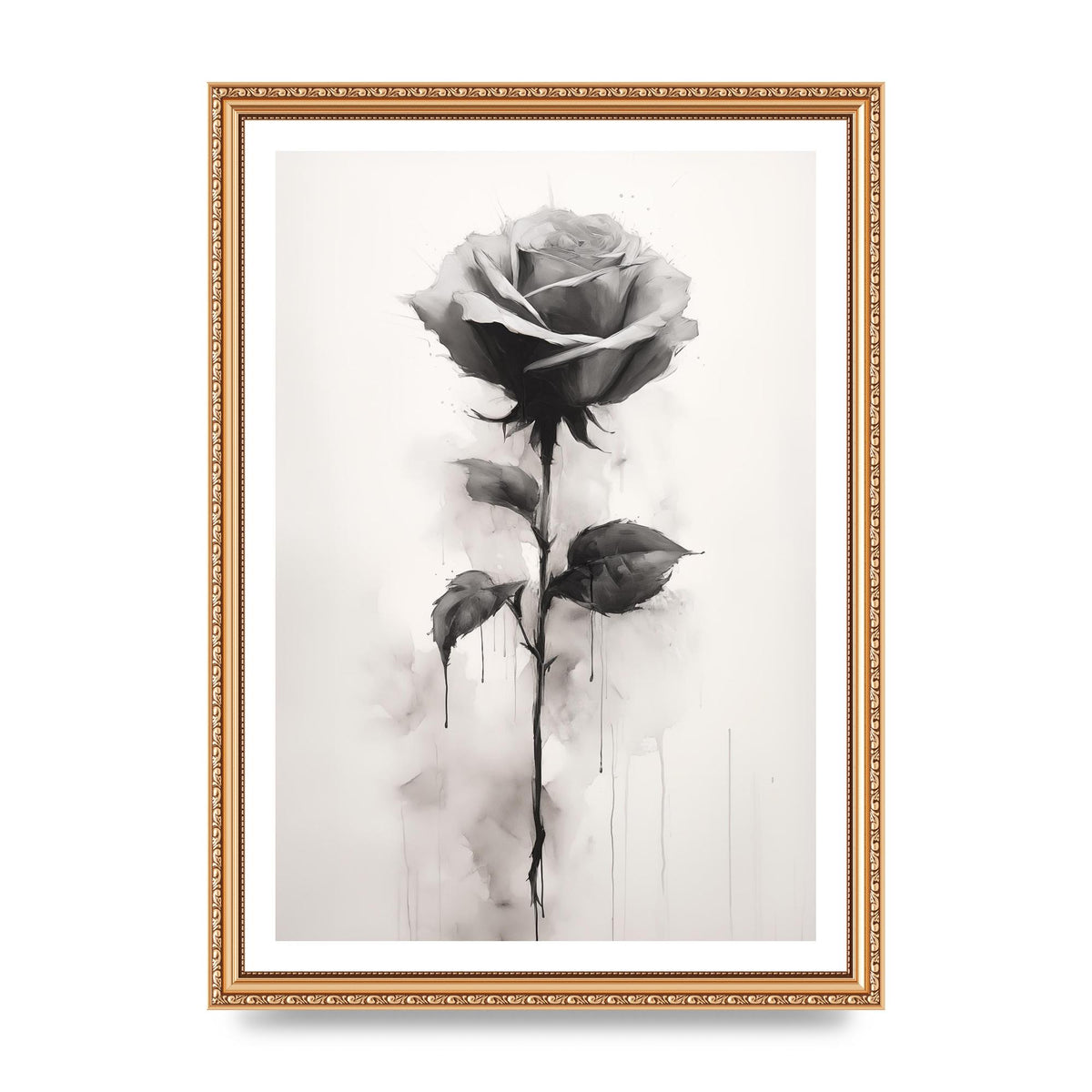 Textured Black and White Rose Impression