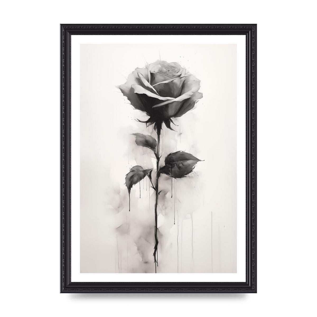 Textured Black and White Rose Impression