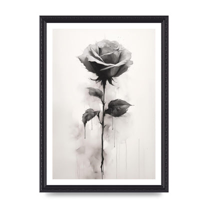 Textured Black and White Rose Impression