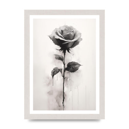 Textured Black and White Rose Impression