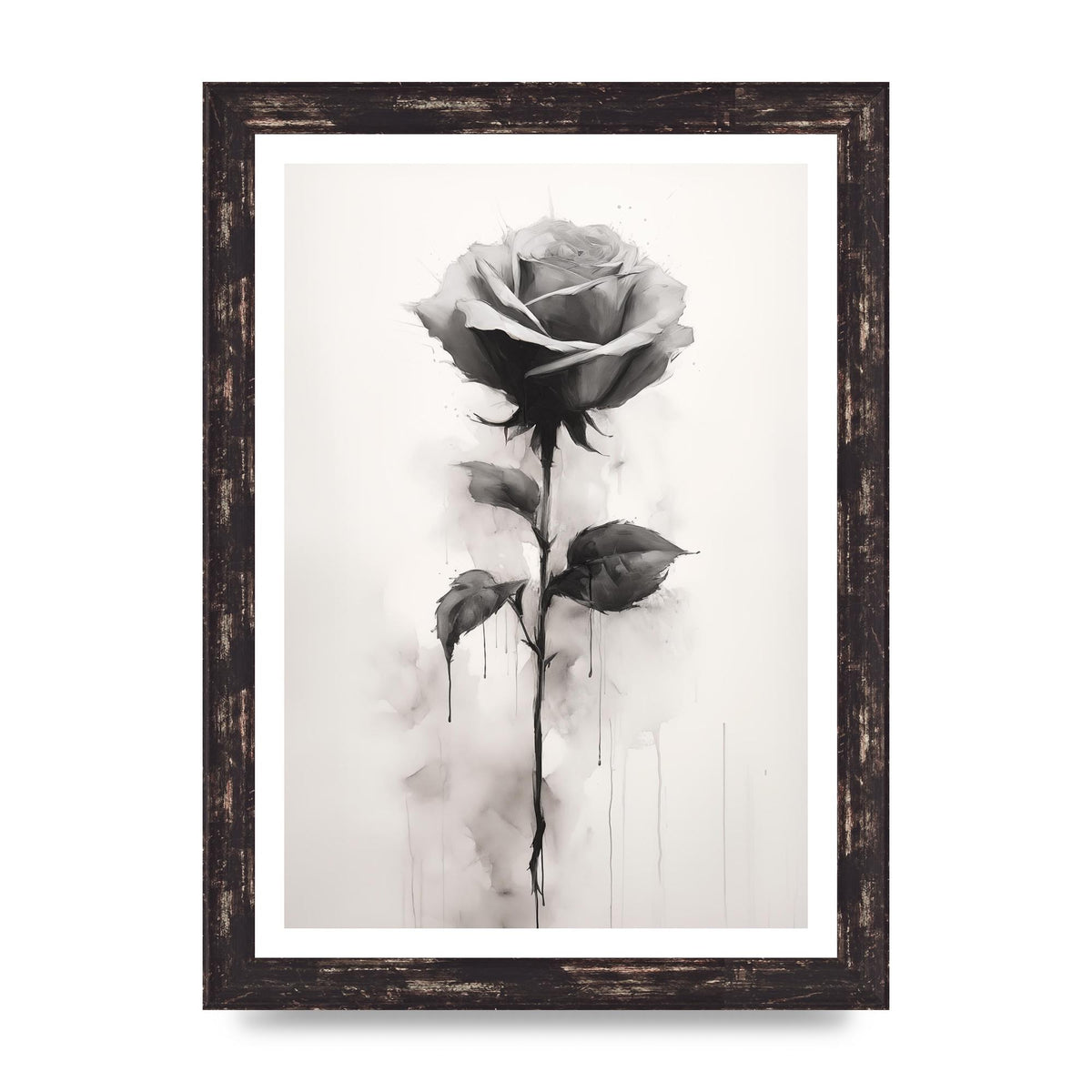 Textured Black and White Rose Impression