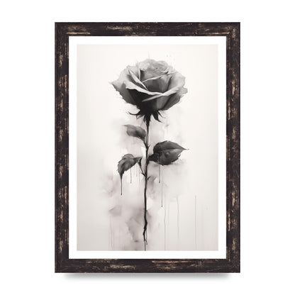Textured Black and White Rose Impression