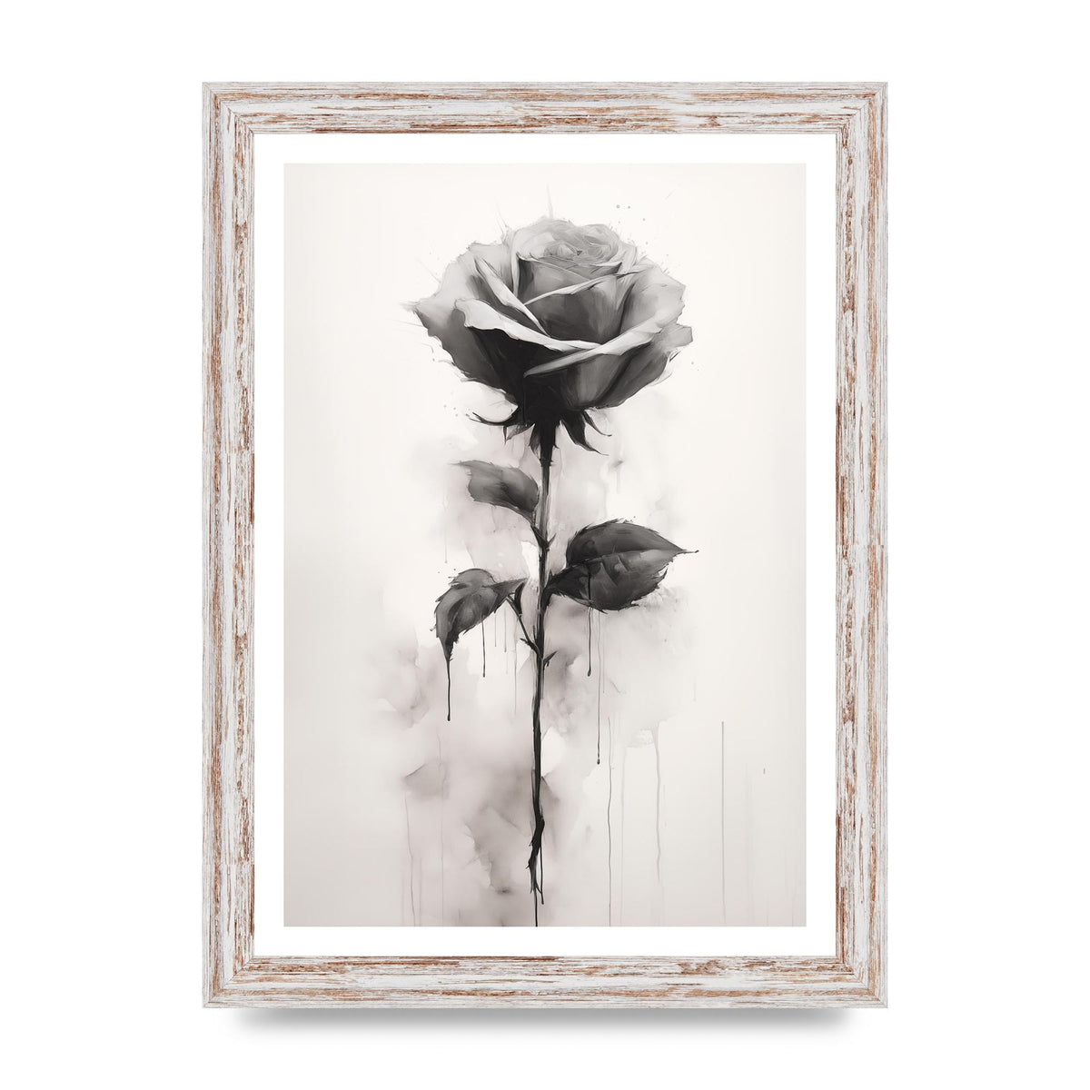 Textured Black and White Rose Impression