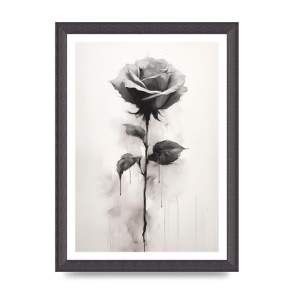 Textured Black and White Rose Impression