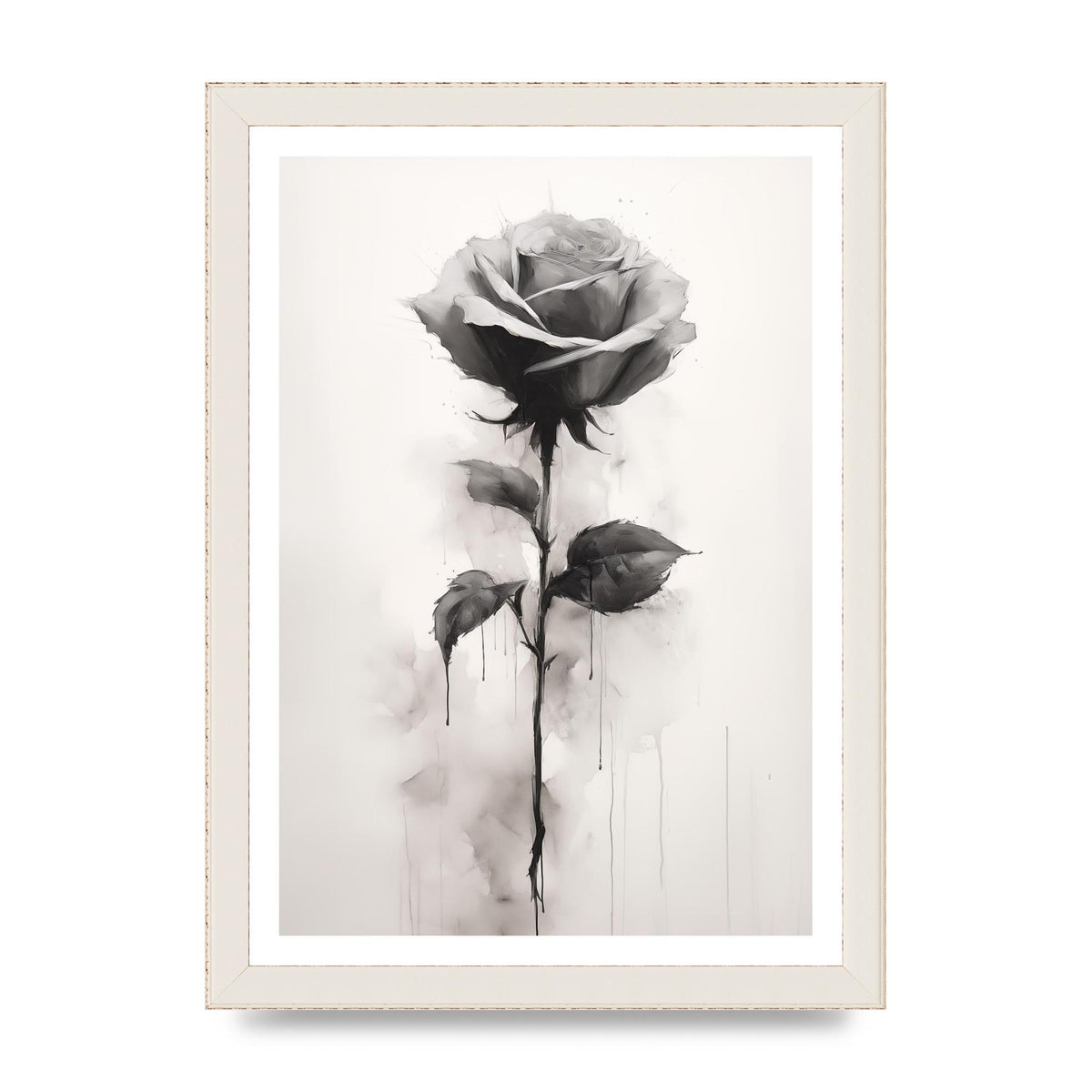 Textured Black and White Rose Impression
